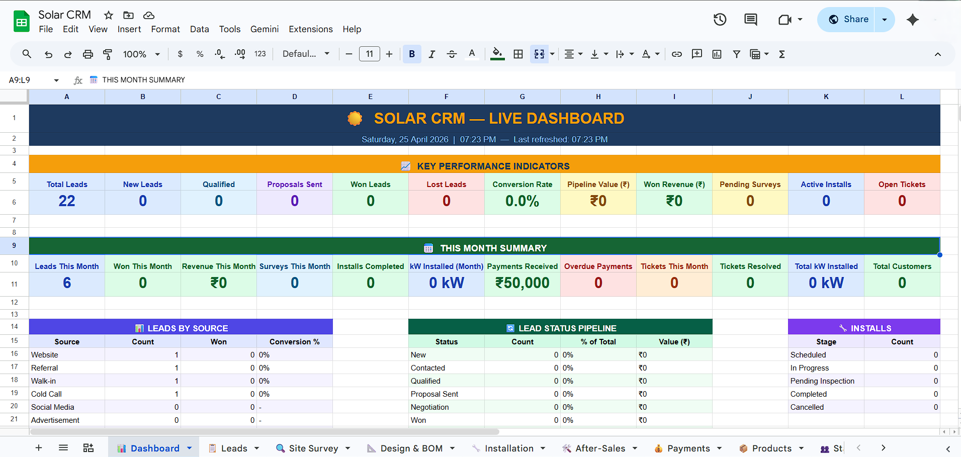 solar lead management excel sheet template